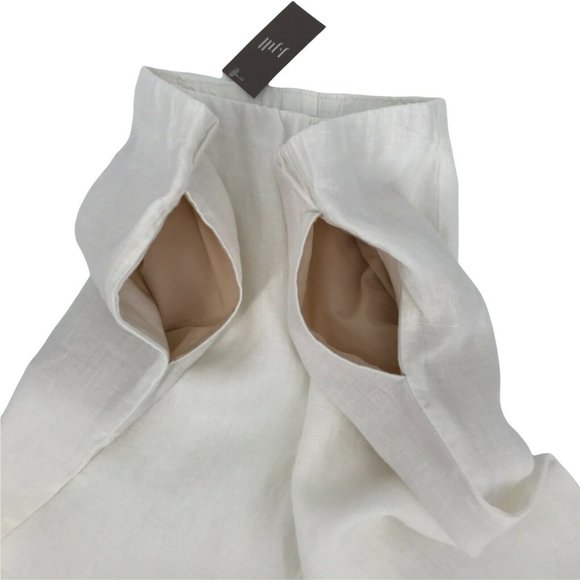Pure Jill Womens High Rise Flat Front Linen White Slim Cropped Pant Sz LP Petite - Picture 3 of 8